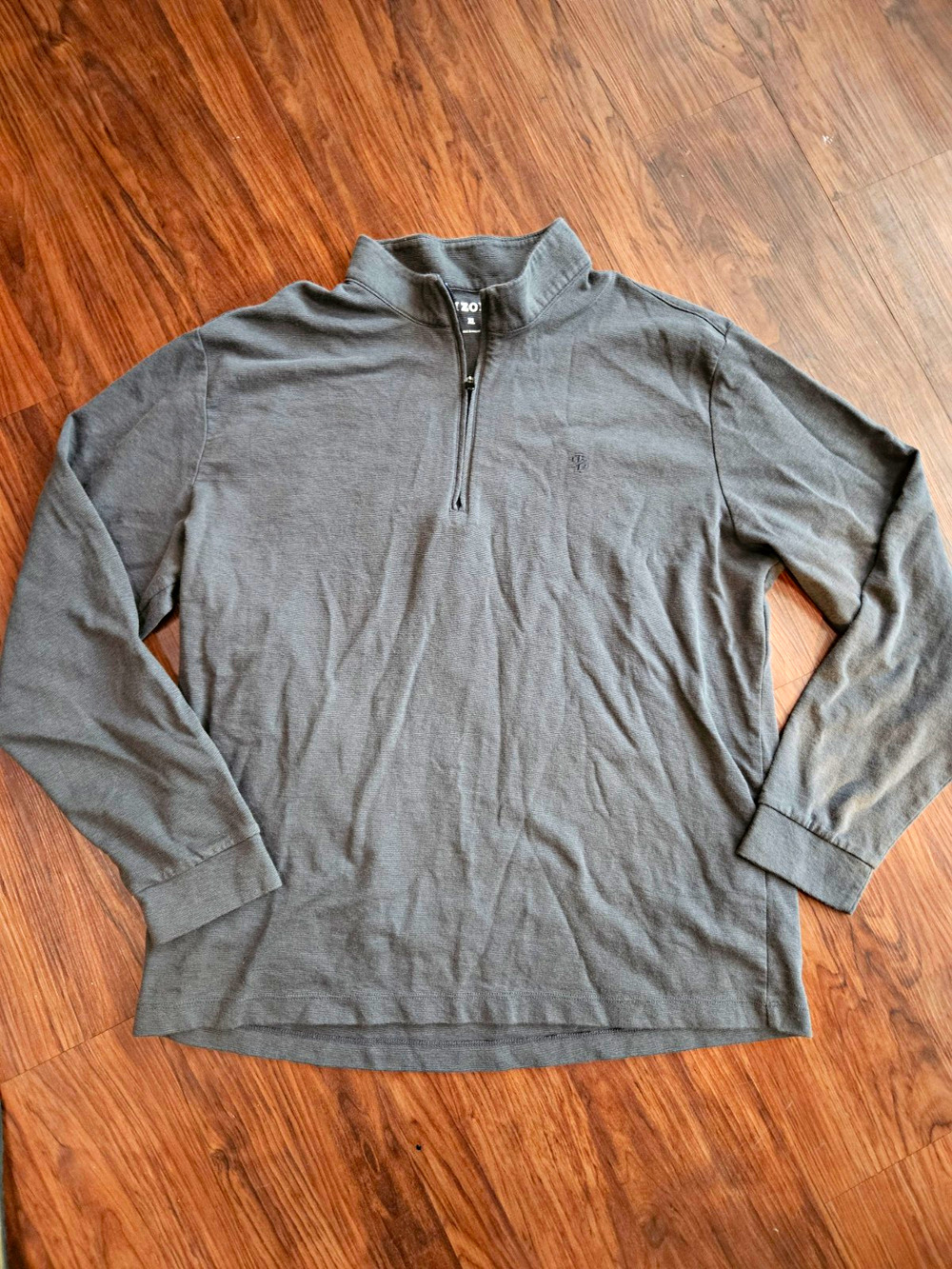 IZOD Men's XL Gray Solid Cotton 1/4 Zip Mock Neck Long Sleeve Pullover